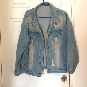 Distressed denim jacket (SHEIN)